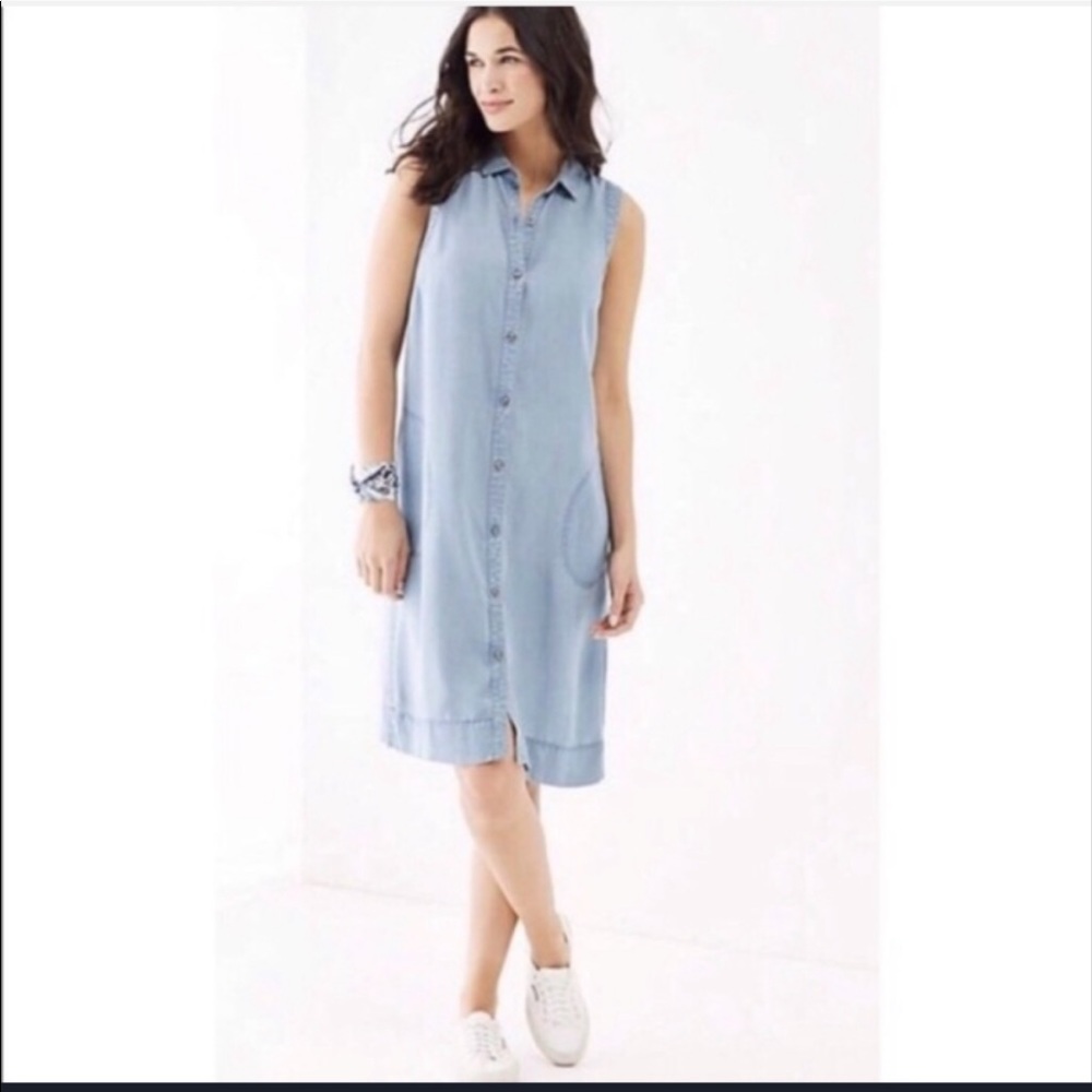 J Jill denim chambray easy dress size medium